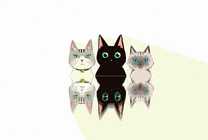 三只猫的倒影动画图片
