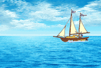 汪洋中的小帆船动画图片