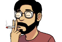 戴眼镜的卡通大叔大口的抽烟gif图片