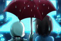 雨中打伞的动漫人物gif图片