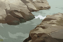 海浪冲刷着岩石动画图片