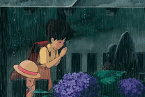 姐弟雨中的祈祷动画图片