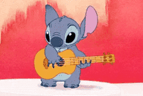 卡通小老鼠在舞台上弹吉他GIF图片