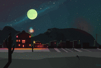 月下安静的街道动画图片