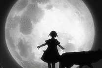 可爱的女孩在i月球下与狼群共舞gif图片