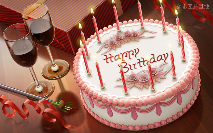 图片描述：生日快乐，生日蛋糕，生日蜡烛,尺寸：1920X1200px 