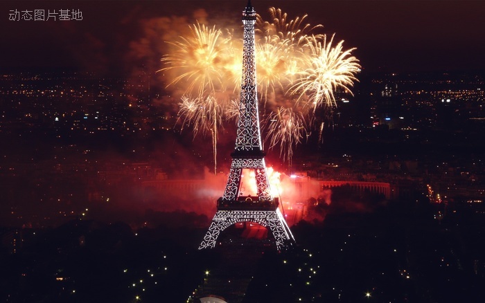图片描述：埃菲尔铁塔，巴黎铁塔，唯美，烟花,尺寸：1920X1200px 