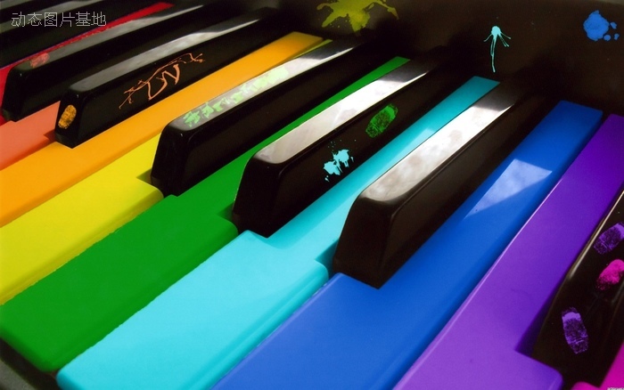 图片描述：钢琴，七彩，钢琴键盘,尺寸：1920X1200px 