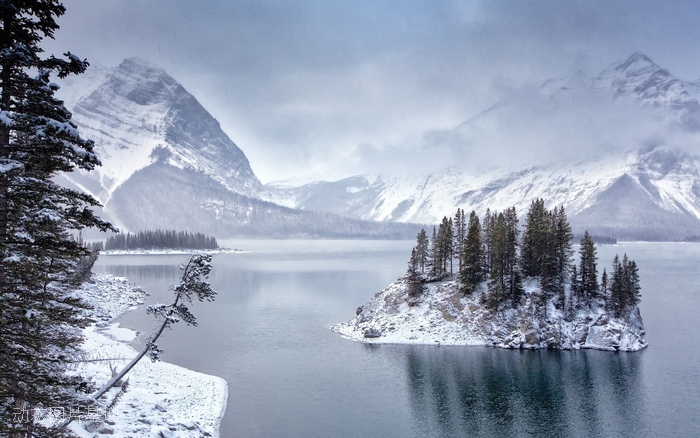 图片描述：风光，雪景，阿尔伯塔，加拿大，风景,尺寸：1920X1200px 