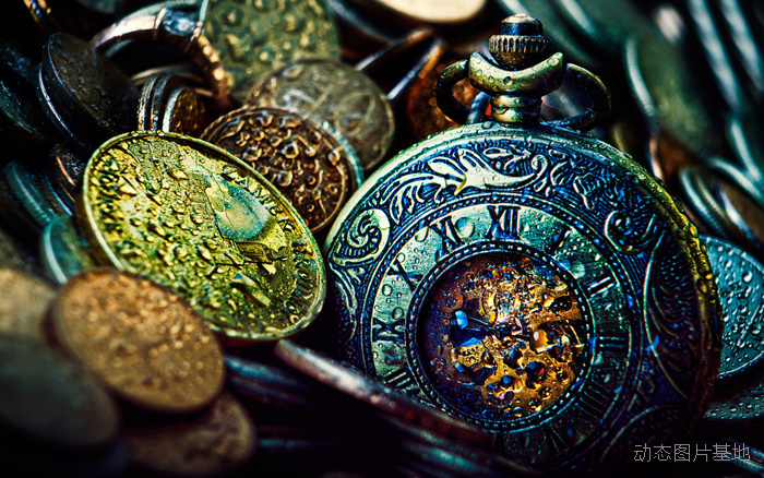 图片描述：时间，时钟，硬币,尺寸：1920X1200px 
