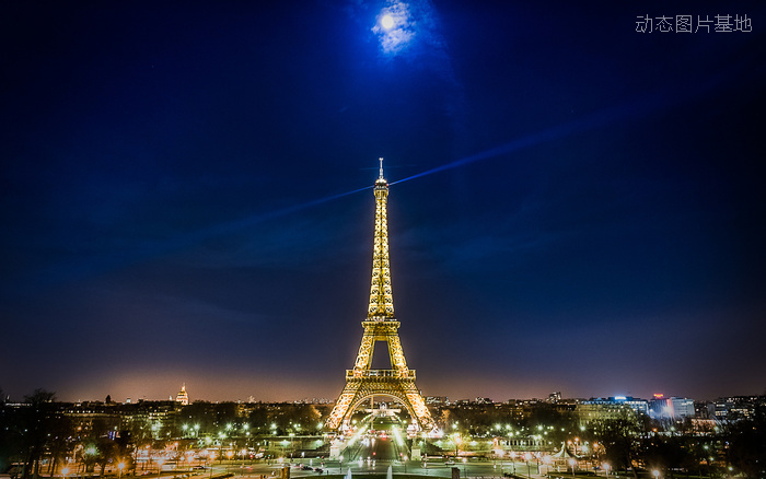 图片描述：埃菲尔铁塔，巴黎铁塔，唯美，夜景,尺寸：1920X1200px 