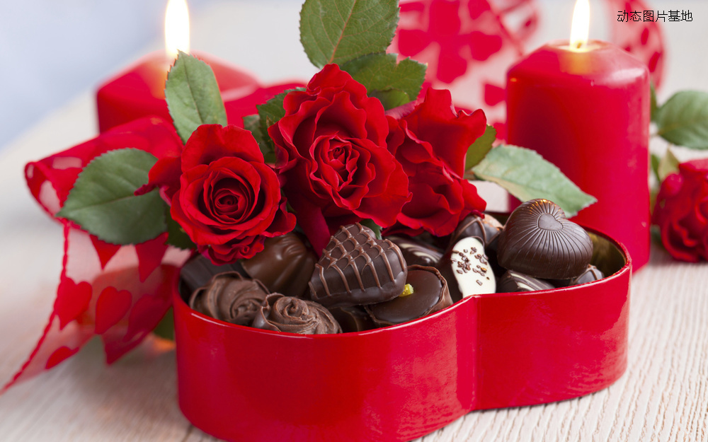 图片描述：玫瑰花，情人节，爱心，心形，巧克力,尺寸：1920X1200px 