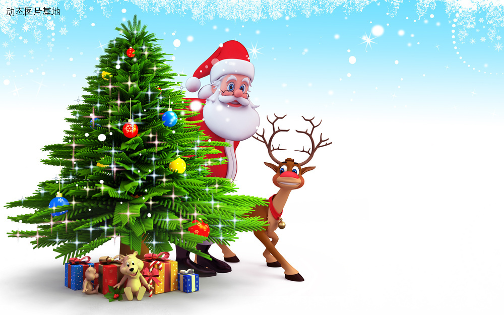 图片描述：新年快乐，新年，圣诞节快乐，圣诞节，圣诞树，圣诞鹿,尺寸：2560X1600px 