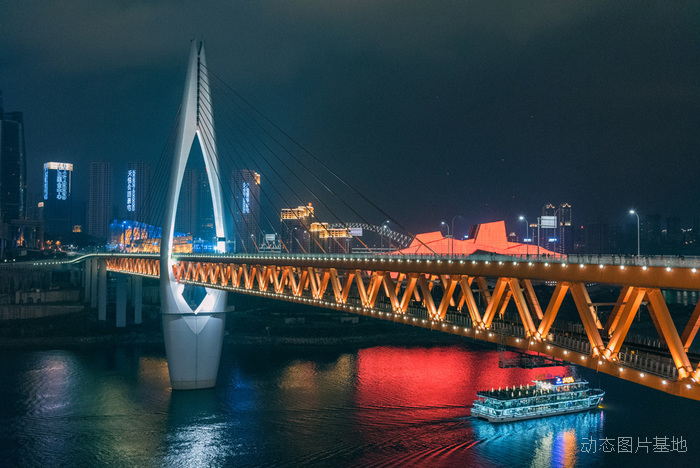 图片描述：大桥，夜景，重庆，朝天门,尺寸：1000X668px 
