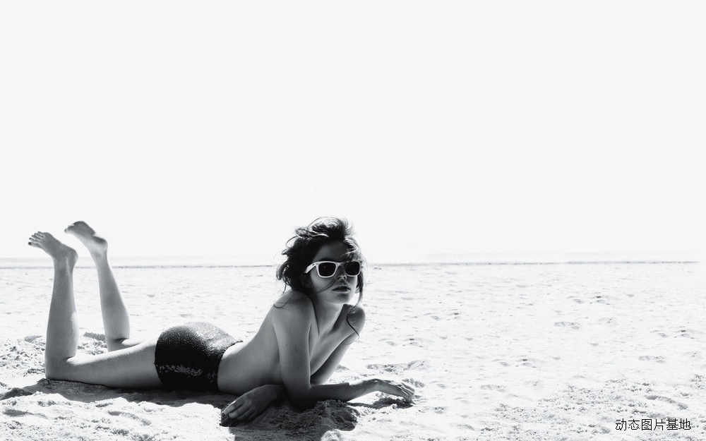 图片描述：沙滩，女人，模特,尺寸：1680X1050px 